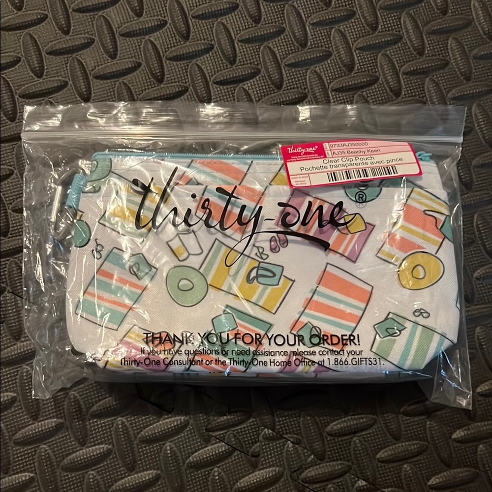 Thirty-One Clear Clip Pouch - Beachy Keen